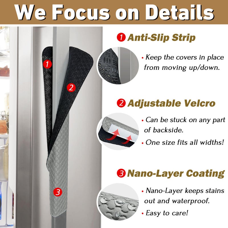 Luludamier Refrigerator Door Handle Covers, Set of 5, Performance Appliance Handle Covers, Non-Slip Fridge Door Handle Covers, Keep Your Kitchen Clean, Microwave Oven Dishwasher door Handle Protectors(Gray) - Image 4