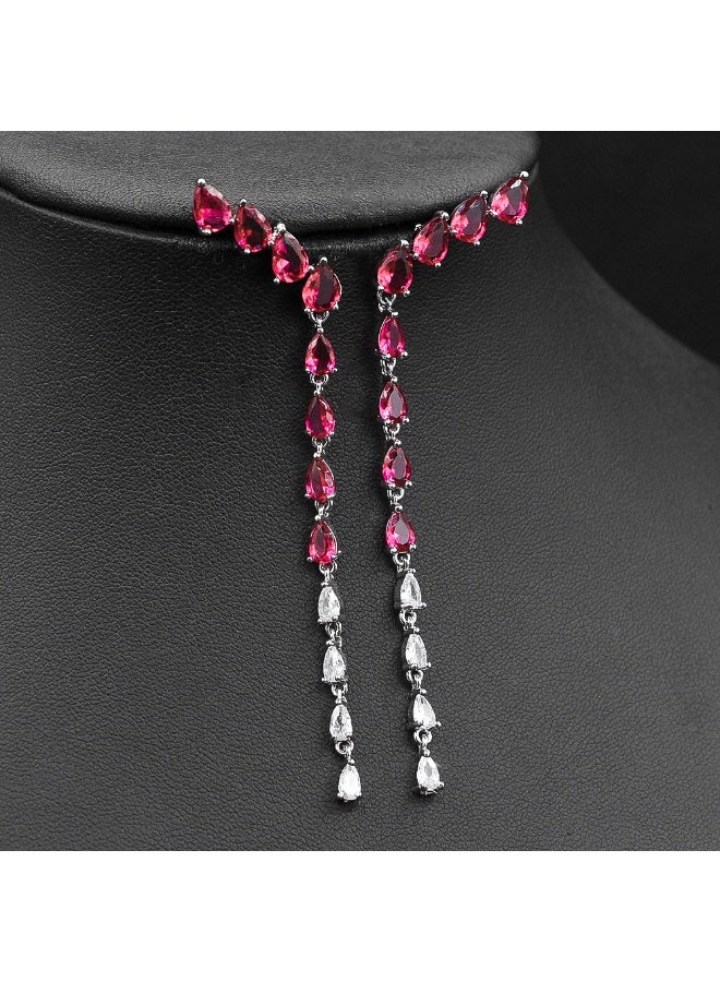 Ciara Wedding Dress Accessories Set Simple Two tone Splicing Waterdrop Heart Plated Real Gold Zircon Necklace Earring Set for Women - Image 4