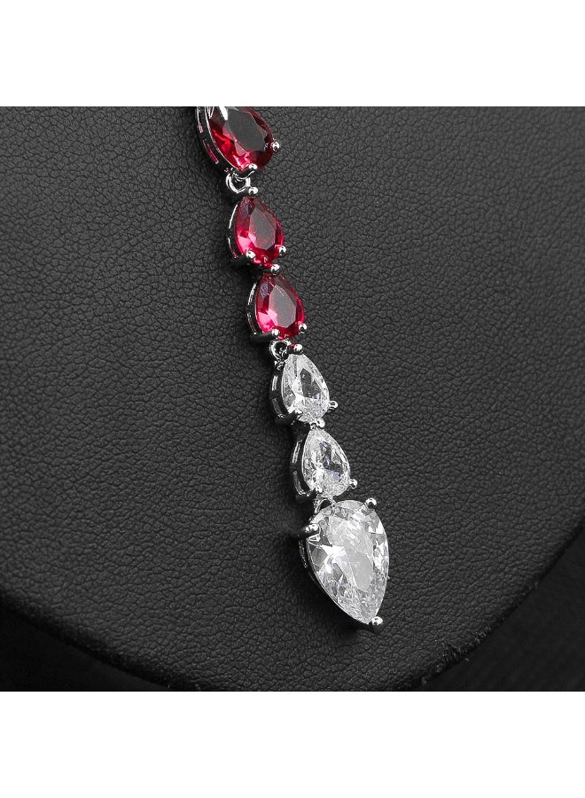 Ciara Wedding Dress Accessories Set Simple Two tone Splicing Waterdrop Heart Plated Real Gold Zircon Necklace Earring Set for Women - Image 5