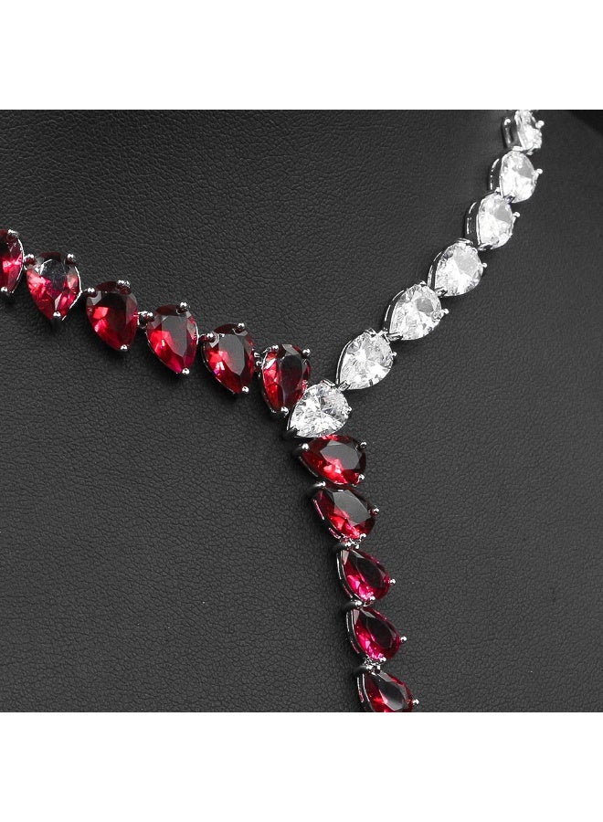 Ciara Wedding Dress Accessories Set Simple Two tone Splicing Waterdrop Heart Plated Real Gold Zircon Necklace Earring Set for Women - Image 3