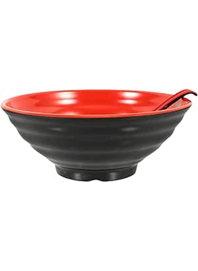 Large Melamine Ramen Bowl Set with Spoon Microwave Safe 2pcs Coffee Color - Image 1