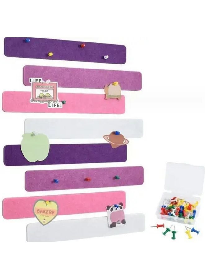 Pink Self Adhesive Felt Bulletin Board Strips 8 Pack with Push Pins for Wall Decor - Image 2