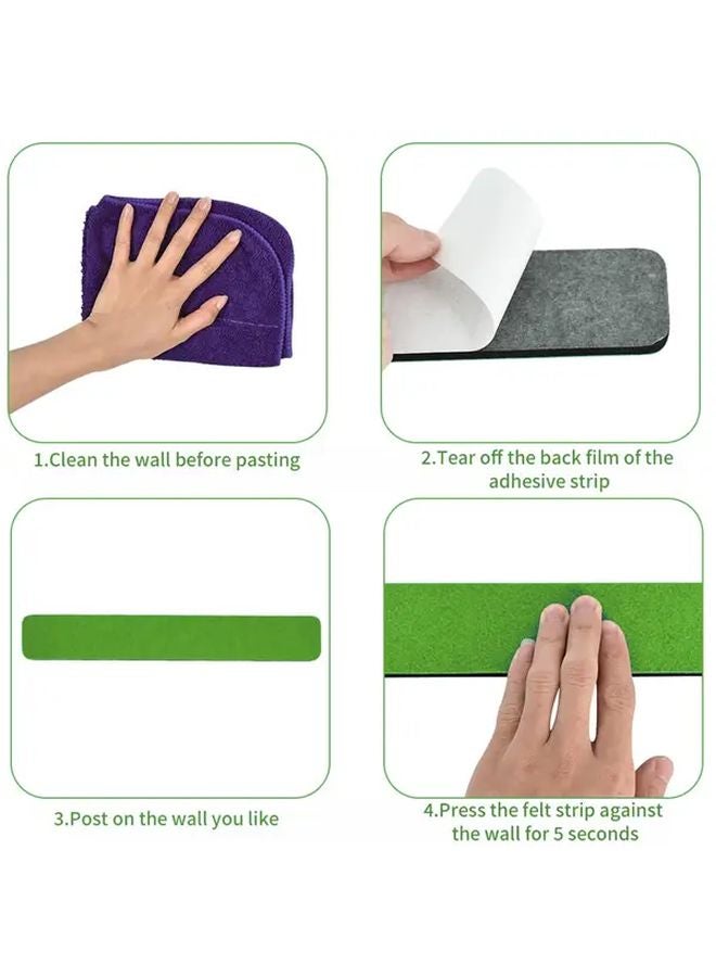 Pink Self Adhesive Felt Bulletin Board Strips 8 Pack with Push Pins for Wall Decor - Image 5