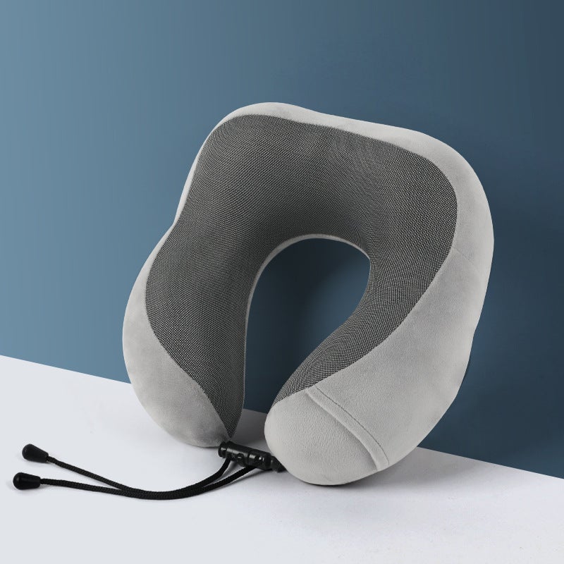 Memory Foam U-Shaped Pillow Neck Support for Travel light gray (fine magnetic cloth) 