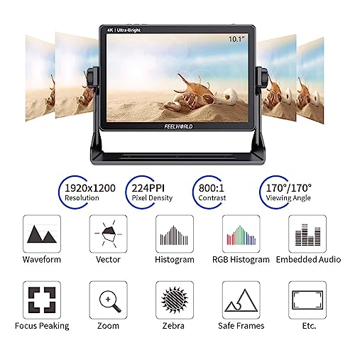 FEELWORLD LUT11 101 Inch Video MonitorUltra High Bright 2000nit Touch Screen DSLR Camera Field Monitor4K HDMI1920X1200 IPS Panel - Image 3