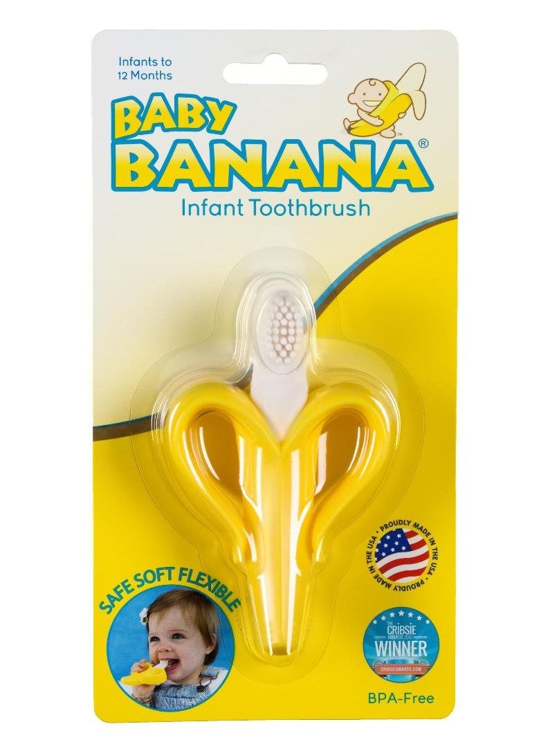 Baby Banana The Original Baby Banana Toothbrush Teether Toy, for Babies Infants Toddlers; USA Family-Owned Business; Teething Relief for Sore Gums, Massaging Soothing; Safest Food Grade Silicone  - Image 1
