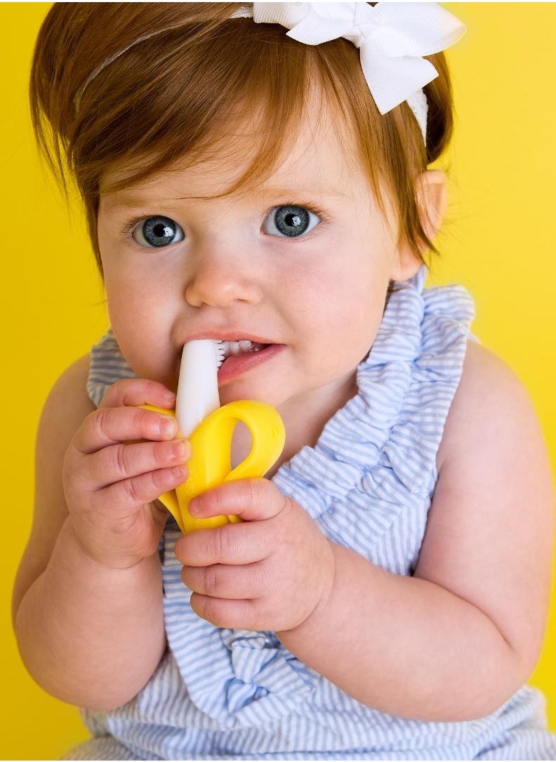 Baby Banana The Original Baby Banana Toothbrush Teether Toy, for Babies Infants Toddlers; USA Family-Owned Business; Teething Relief for Sore Gums, Massaging Soothing; Safest Food Grade Silicone  - Image 3