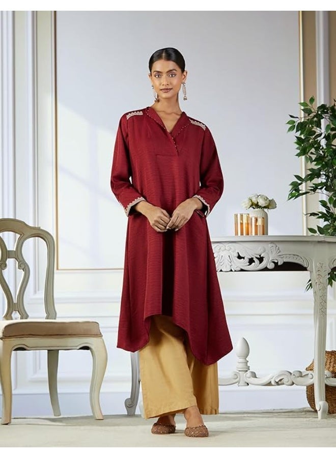BIBA Women Polyester Straight Dyed Kurta L - Image 1