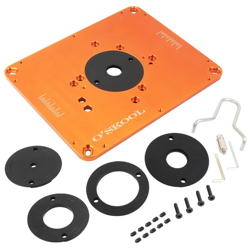 OSKOOL Precision Aluminum Router Table Insert Plate Router Templates With PreDrilled Adapt to Multiple Routers of Different Model