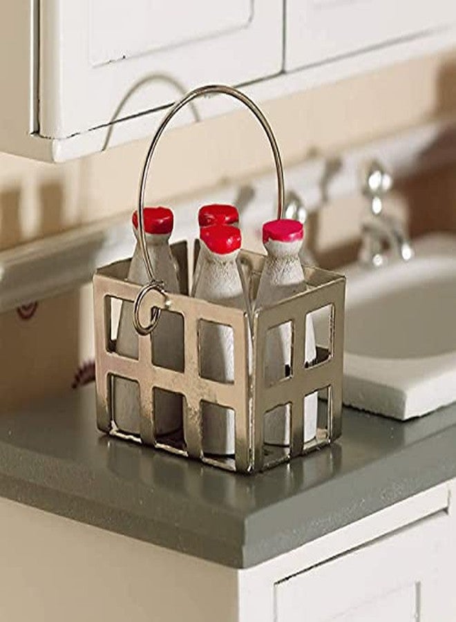 Acxico 1Set Miniature 1:12 Scale Emporium Four Milk Bottles and Crate - Image 2