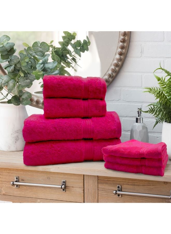 Home Essentials (Fuchsia Pink) Luxury Hand Towel (40 x 70 Cm -Set of 1) 100% Cotton, Highly Absorbent and Quick dry with Horizontal Striped Dobby -550 Gsm