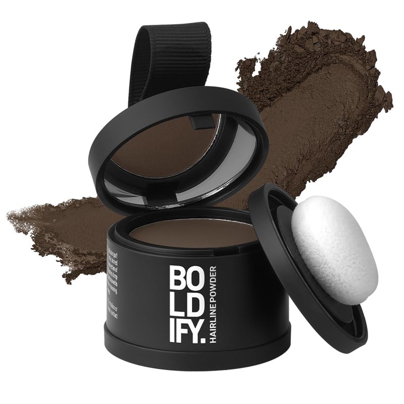 BOLDIFY Hairline Powder - Root Touch Up Hair Color for Gray Coverage - Bald Spot Concealing Hair Powder for Women & Men - 24-Hour Stain-Proof - Medium Brown - Image 1