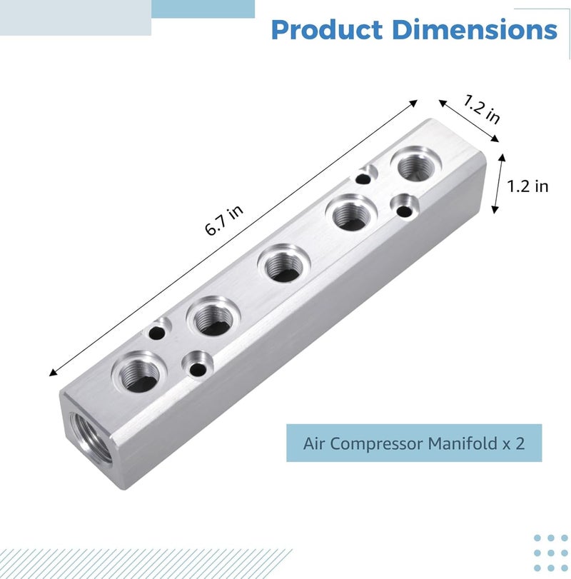 5 Way Air Splitter Manifold, 2 Pcs Aluminum Alloy Npt Thread, 30 X 30 Series for Industrial Applications - Image 4