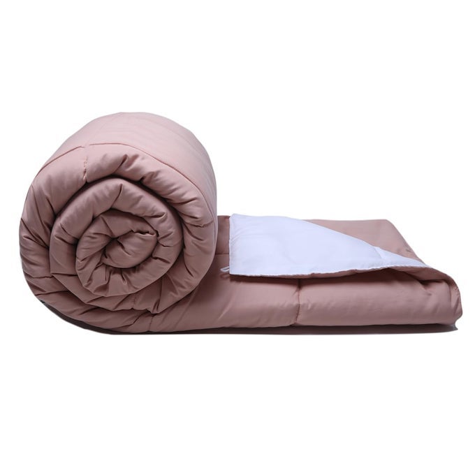 MICROFIBER AC REVERSIBLE COMFORTERBLANKET FOR DOUBLE BED ULTRA SOFT ALL WEATHER DUVET NUDE PINKWHITE
