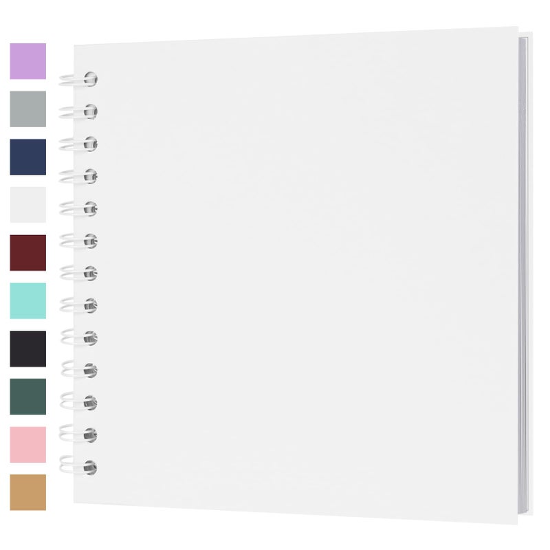Bonyomor Scrapbook Album 7x7 Inches 40 Pages Hardcover Kraft Paper Photo Album Scrap Book Memory Book Blank DIY Scrapbook Albums for Boyfriend Wedding Baby Travel Anniversary Family, White - Image 1