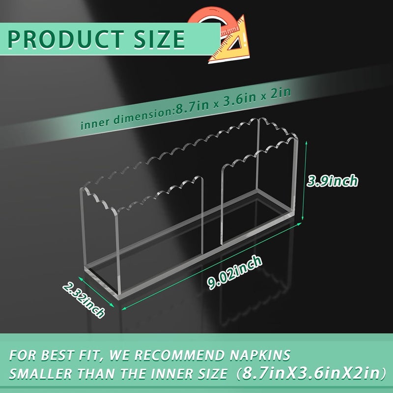 PITBVO Napkin Holder, Vertical Scalloped Acrylic Guest Towel Holder, Clear Disposable Hand Towel Holder for Kitchen, Waterproof Guest Paper Towel Lucite Tray for Bathroom (Vertical Scalloped Rectangle) - Image 3