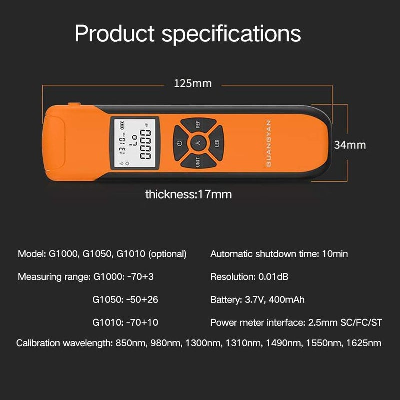Portable Lightweight Optical Power Meter High Precision Rechargeable Optical Power Meter 7 Wavelength - Image 1