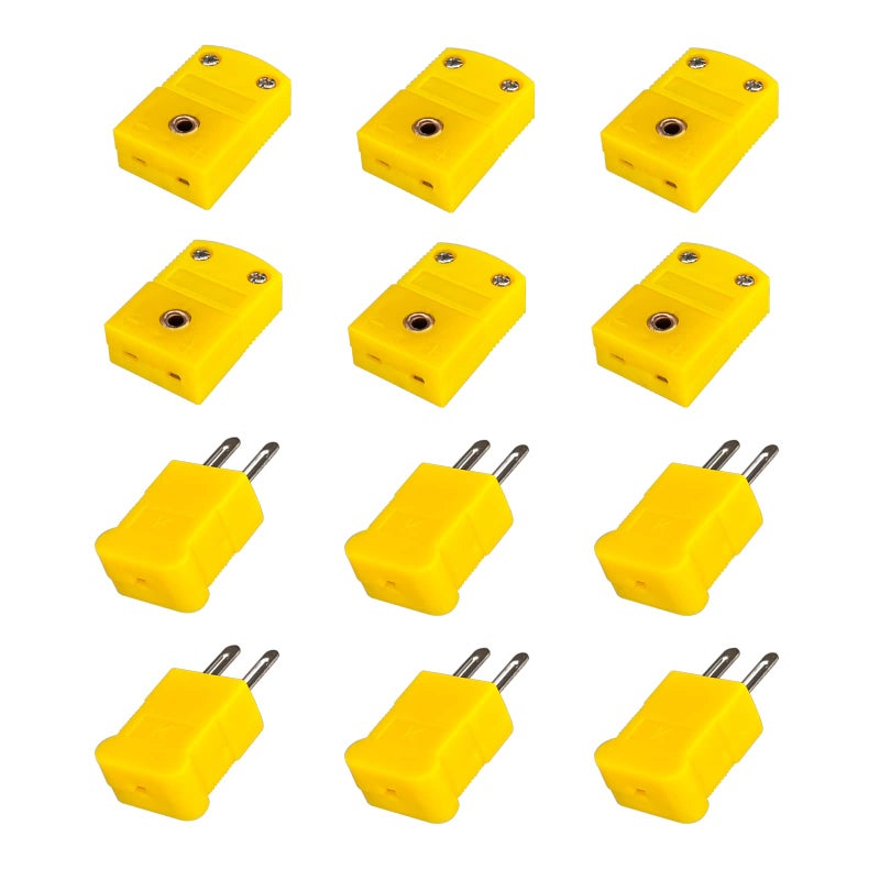 Xnrtop K-Type Thermocouple Connector Adapter Cable Connector 6 Pairs Male and Female Plugs - Image 1