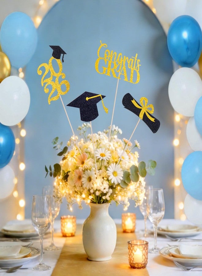 iefoah Graduation Decorations 2026, 16pcs Graduation Centerpieces for Table, Gold and Black Graduation Table Centerpieces Toppers, Class of 2026 Graduation Party Decorations Double Sided - Image 5