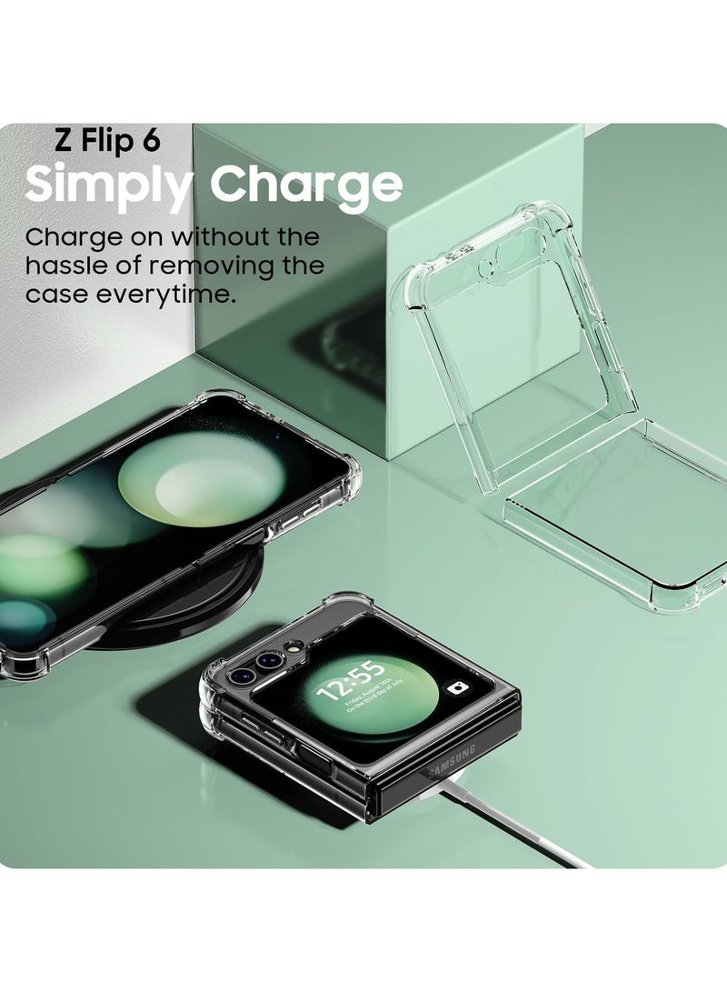 Crystal Clear Case Compatible with Samsung Galaxy Z Flip 6, Made Of TPU, Anti shock Protector, Camera Shockproof Corners, Clear Case - Image 5