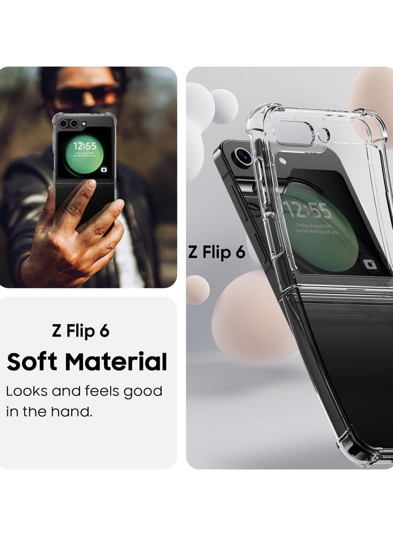 Crystal Clear Case Compatible with Samsung Galaxy Z Flip 6, Made Of TPU, Anti shock Protector, Camera Shockproof Corners, Clear Case - Image 3