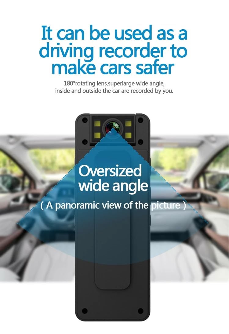 TECHDASH 1080P Body Worn Camera with 180 Degree Rotatable Lens, Night Vision, Motion Detection, 256GB TF Card Support, LCD Screen, Microphone & Speaker, 5 Hour Battery Backup - Image 4