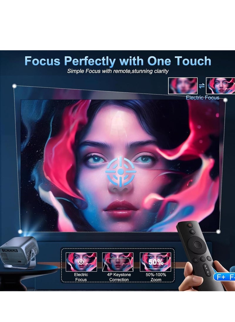 Smartberry - Smartbarry Premium Mini Projector Electric Focus Android 11.0 4K Supported 15000 Lumens WiFi 6 & BT5.0 360° Angle Adjustment Home Theater Portable Projector for Movies & Streaming - Image 1