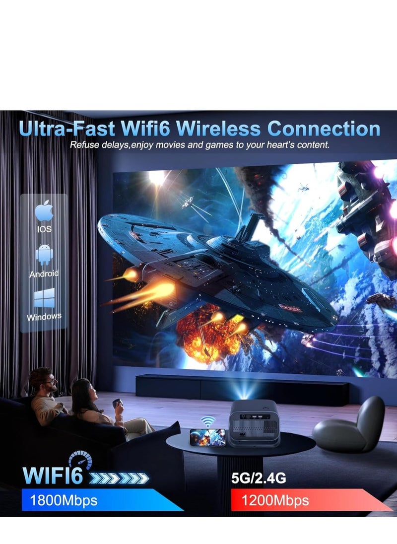 Smartberry - Smartbarry Premium Mini Projector Electric Focus Android 11.0 4K Supported 15000 Lumens WiFi 6 & BT5.0 360° Angle Adjustment Home Theater Portable Projector for Movies & Streaming - Image 1