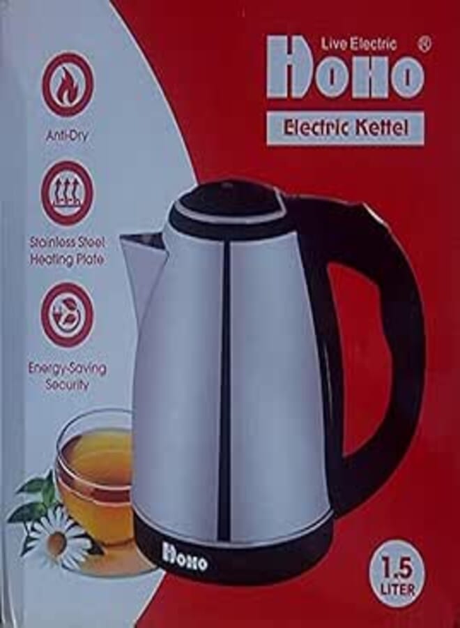 HoHo Silver Electric Kettle - 1.5 liters Capacity