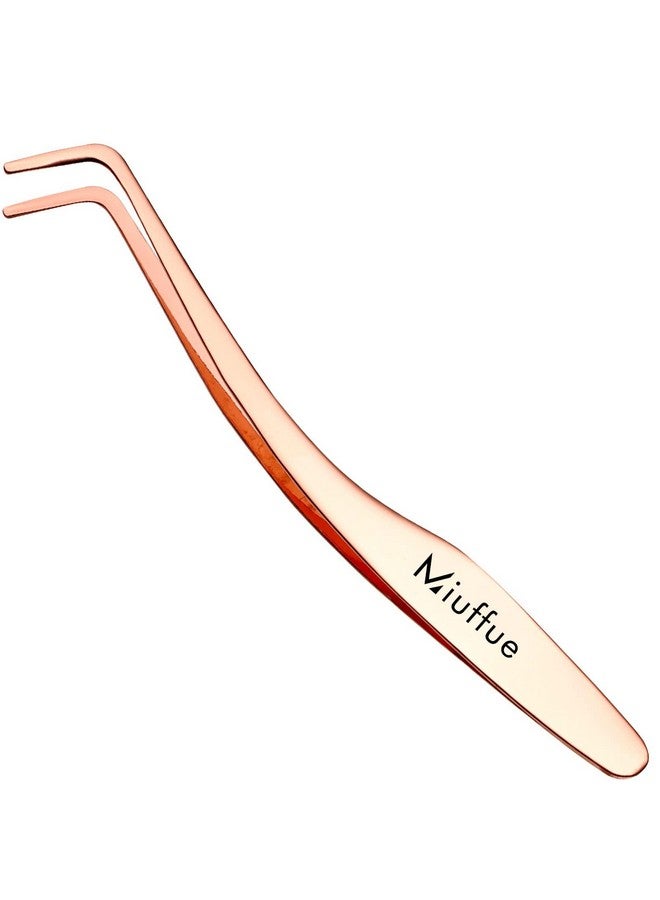 Miuffue False Eyelash Applicator Diy Lash Applicator Tool Stainless Steel Curved Eyelash Tweezers For Strip Lashes Rose Gold - Image 1