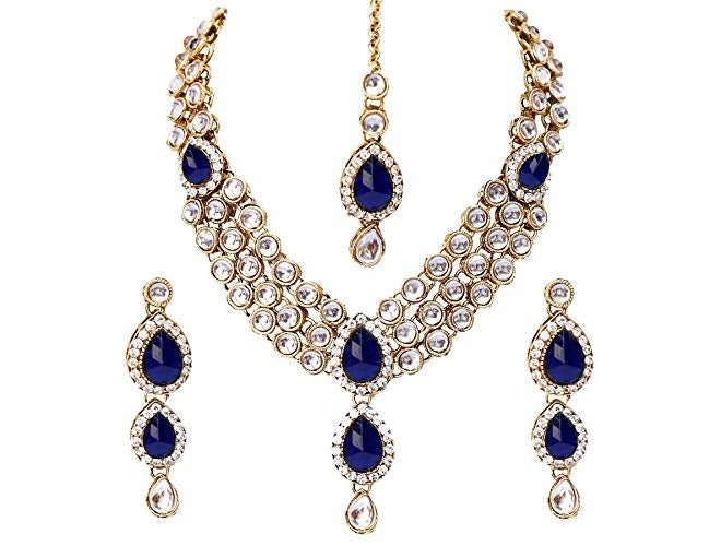 Shining Diva Latest Stylish 18k Gold Plated Traditional Kundan Necklace Jewellery Set for Women - Image 2