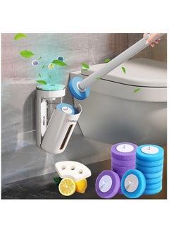 Toilet Brush with Aromatherapy Disposable Toilet Brush Suitable for Toilet Hard to Clean Areas With 16 Toilet Brush Replacement Heads Ocean Lavender Scent Toilet Brush