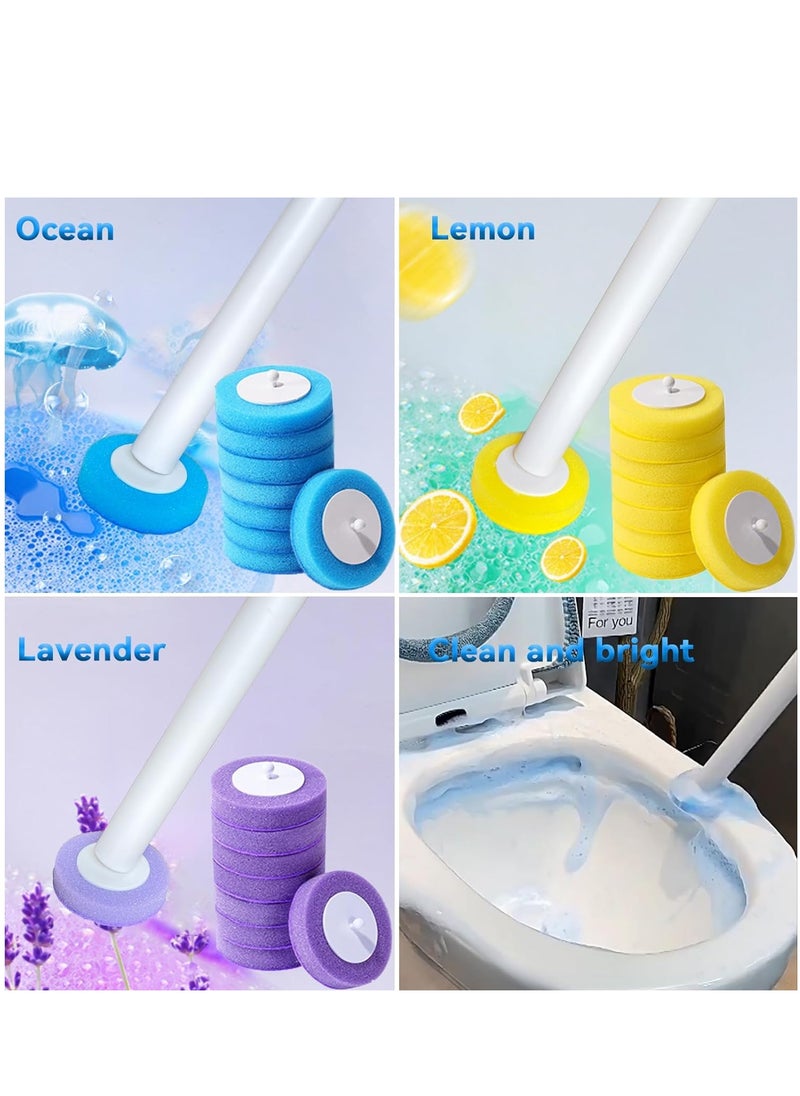 SYOSI - Toilet Brush with Aromatherapy Disposable Toilet Brush Suitable for Toilet Hard to Clean Areas With 16 Toilet Brush Replacement Heads Ocean Lavender Scent Toilet Brush - Image 1