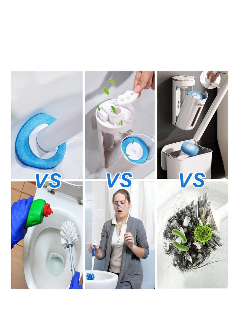 SYOSI - Toilet Brush with Aromatherapy Disposable Toilet Brush Suitable for Toilet Hard to Clean Areas With 16 Toilet Brush Replacement Heads Ocean Lavender Scent Toilet Brush - Image 1