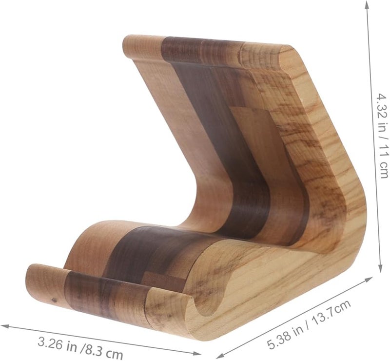 حامل هاتف خشبي قابل للتعديل للمكتب حامل جهاز لوحي طلاء خشب طبيعي قاعدة ثابتة - Image 3