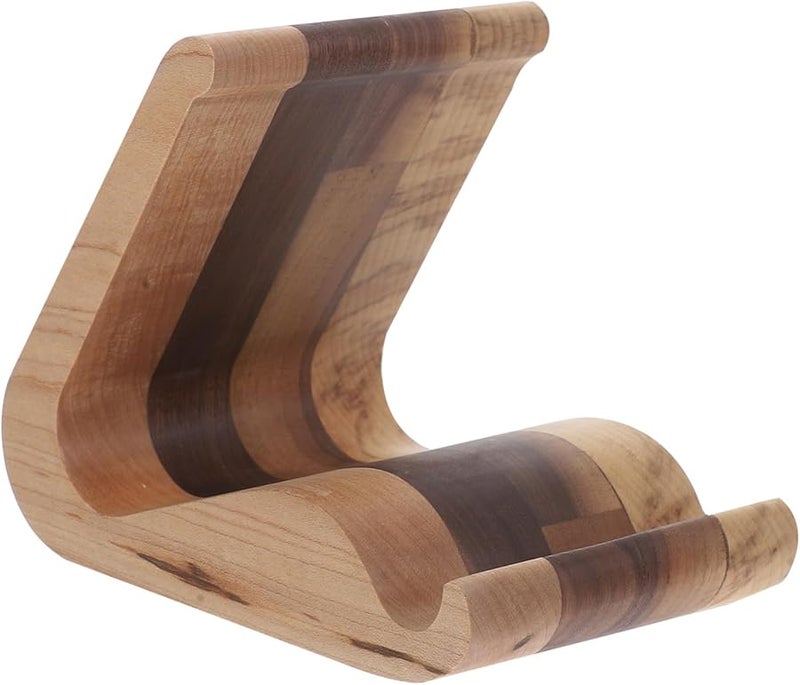 حامل هاتف خشبي قابل للتعديل للمكتب حامل جهاز لوحي طلاء خشب طبيعي قاعدة ثابتة - Image 1