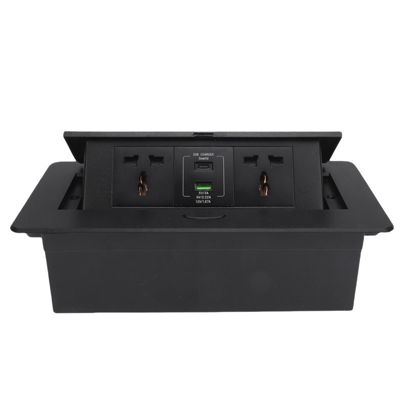 Desktop Pop Up Power Strip: 2 AC Sockets 1 USB 1 Type C Ports 16A 4000W - Slow Pop Up Damping Structure High Temperature Proof Recessed Socket for Office Conference Room Home - Image 2