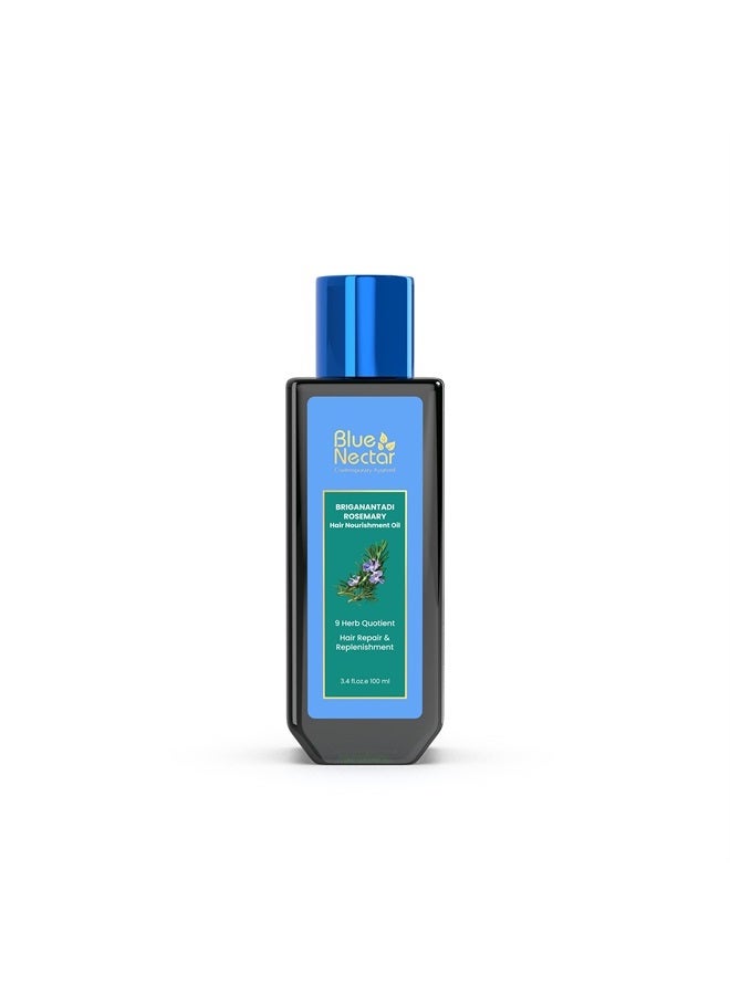 Blue Nectar زيت إكليل الجبل لنمو الشعر مع جوز الهند، برينغراج، أملاء وزيت السمسم | زيت شعر أيورفيدي للشعر الجاف التالف والمجعد (9 أعشاب، 3.38 أونصة سائلة) - Image 1