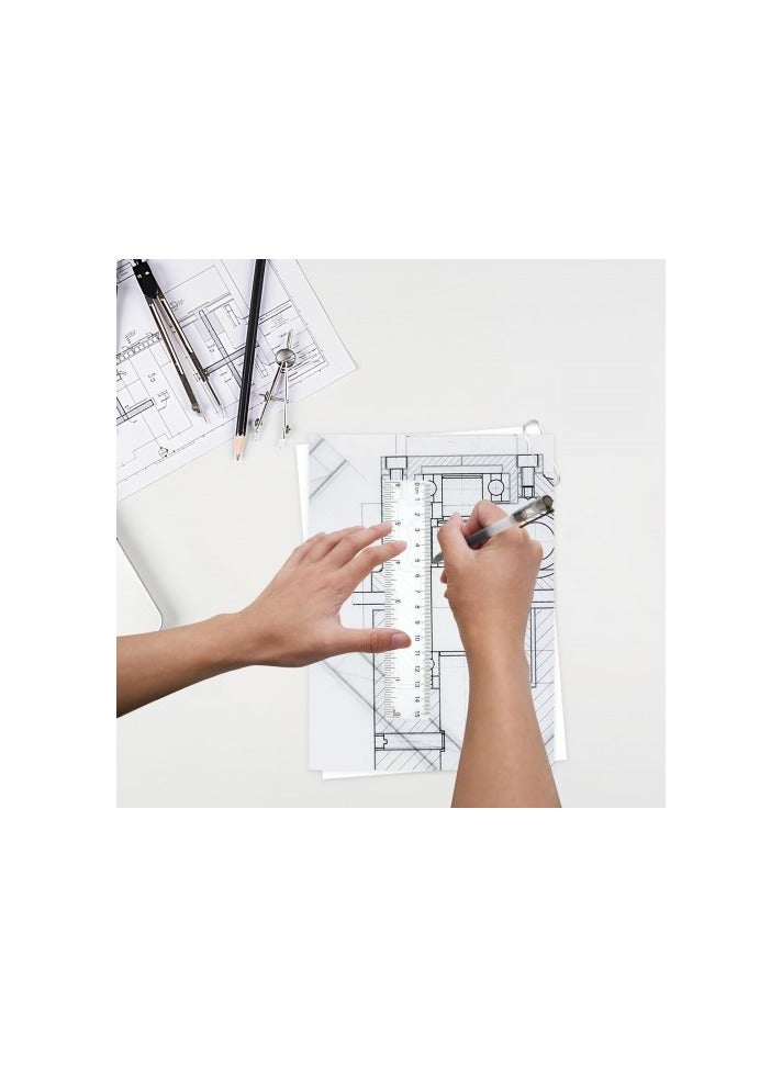 6 Pcs 15cm Ruler, 6 Inch Ruler Clear Ruler, 6 Inch Clear Plastic Ruler, Drafting Tools, Transparent Straight Ruler Measuring Ruler Tool for Student School Office - Image 3