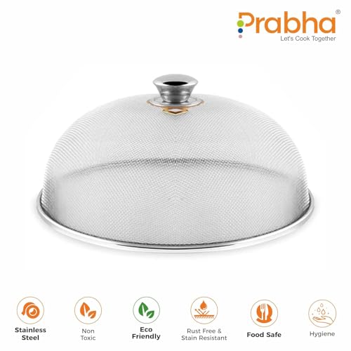 Prabha Stainless Steel Dish Cover - 28cm | Keep Your Food Fresh and Stylish | Ideal for Home & Kitchen, Flies Mosquitoes Insect Proof Dining Tables Covers Fruits, Cake, Vegetable, Rice Cover. - Image 3