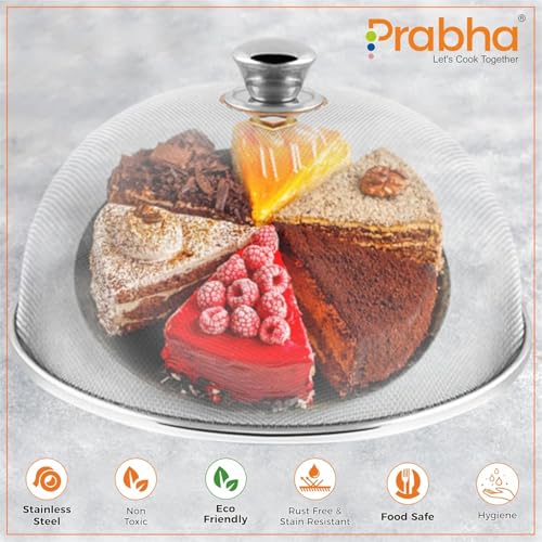 Prabha Stainless Steel Dish Cover - 28cm | Keep Your Food Fresh and Stylish | Ideal for Home & Kitchen, Flies Mosquitoes Insect Proof Dining Tables Covers Fruits, Cake, Vegetable, Rice Cover. - Image 5