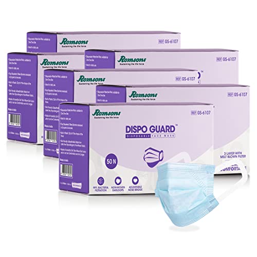 Romsons Dispo Guard 3 Ply Disposable Mask With Softest Non-Woven Fabric (Pack of 6) 300 Pieces - Image 1