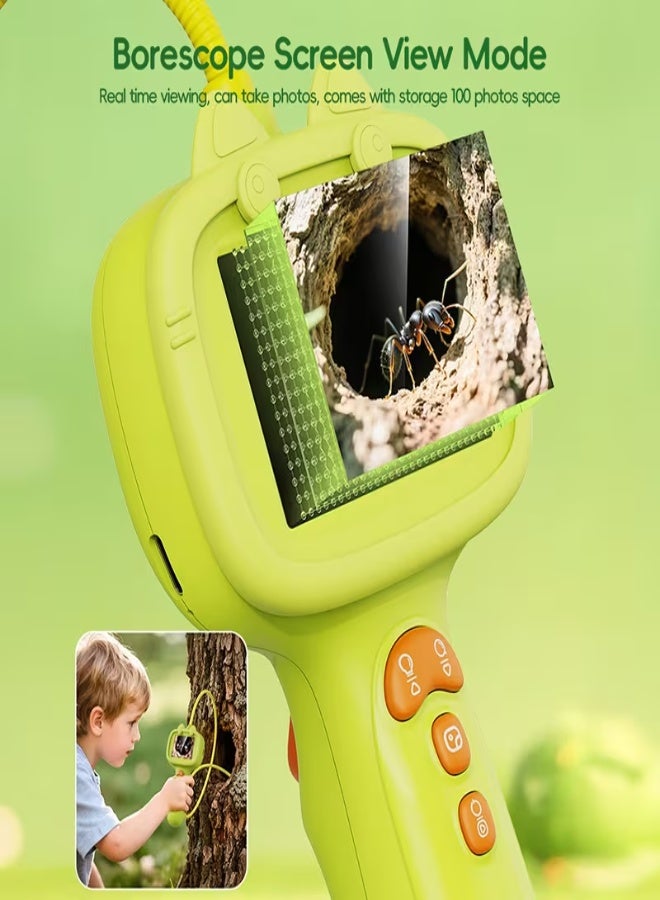 منظار أطفال عالي الدقة بشاشة IPS بحجم 2.4 بوصة، عدسة 8 مم، كابل مرن 0.8 متر، مقاوم للماء IP67، مصابيح LED – لعبة تعليمية STEM للاستكشاف الخارجي ومراقبة النباتات والحيوانات - Image 3