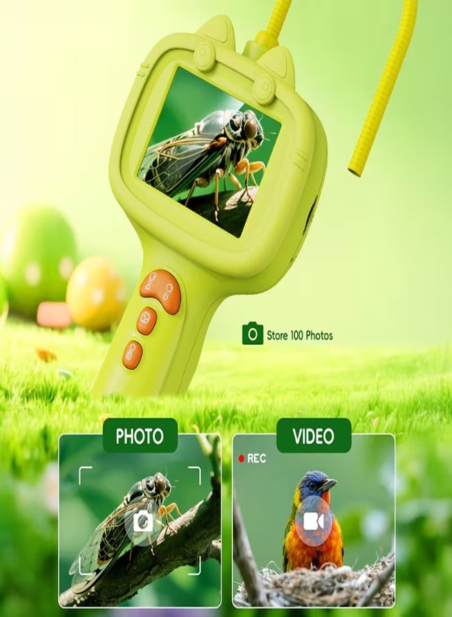 منظار أطفال عالي الدقة بشاشة IPS بحجم 2.4 بوصة، عدسة 8 مم، كابل مرن 0.8 متر، مقاوم للماء IP67، مصابيح LED – لعبة تعليمية STEM للاستكشاف الخارجي ومراقبة النباتات والحيوانات - Image 2