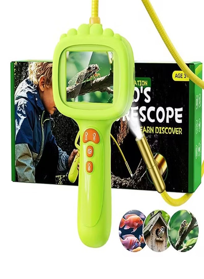 منظار أطفال عالي الدقة بشاشة IPS بحجم 2.4 بوصة، عدسة 8 مم، كابل مرن 0.8 متر، مقاوم للماء IP67، مصابيح LED – لعبة تعليمية STEM للاستكشاف الخارجي ومراقبة النباتات والحيوانات - Image 1