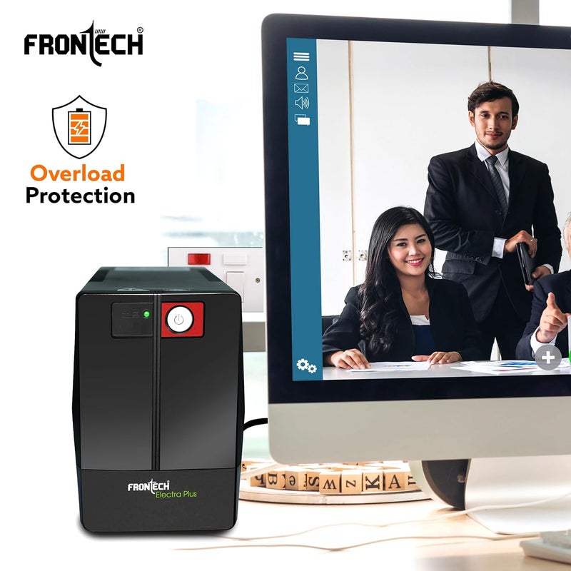FRONTECH UPS إلكترا بلس 600VA/360W، نظام إمداد الطاقة غير المنقطع، بطارية خالية من الصيانة، مؤشر LED، احتياطي الطاقة وحماية لأجهزة الكمبيوتر المكتبية والمنزلية والإلكترونيات الأخرى، (2564) - Image 4
