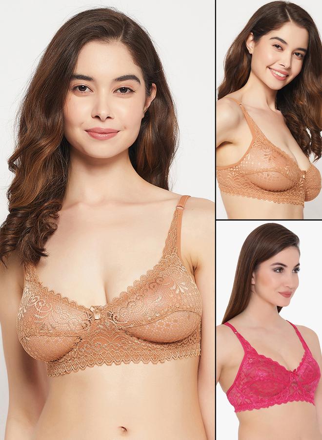Clovia Pack of 2 - Lace Non-Padded Non-Wired Full Coverage Bra - Image 1