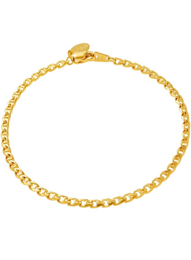 LIFETIME JEWELRY 3mm Mariner Link Chain Anklet for Women & Men 24k Gold Plated (10.0) - Image 1