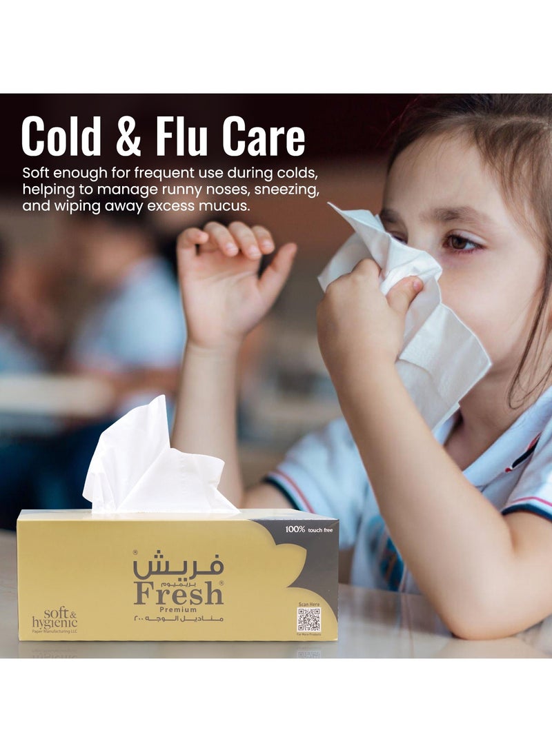 إس إن إتش باكينج SNH Packing علب مناديل الوجه فائقة النعومة 200 ورقة 2 طبقة - عبوة من 5 علب مناديل مربعة للاستخدام المنزلي والمكتبي - لطيفة على جميع أنواع البشرة، مناديل ناعمة وامتصاصية للاستخدام اليومي - Image 4