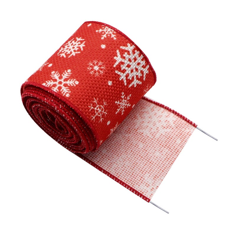 6.3cm Christmas Burlap Wire Edge with Overlock Tape DIY Bow Hairpin Decoration (5 Yards/Roll) - Image 1